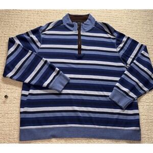 CREMIEUX Supima Cotton 1/4 Zip Pullover Sweater Multi Stripe XL